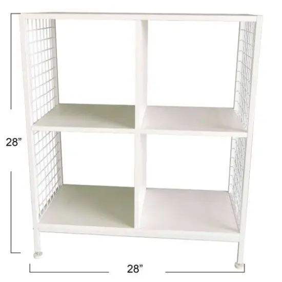 Household Essentials 28" 4-Compartment Trellis Storage Bookshelf White {4}
