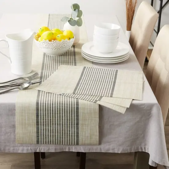 DII&reg; Black Middle Stripe PVC Woven Placemat, 6ct. {4}