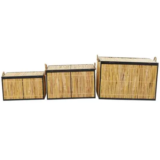 Light Brown Rattan Handmade Nesting Trunk Set of 3 25", 21", 18" {6}