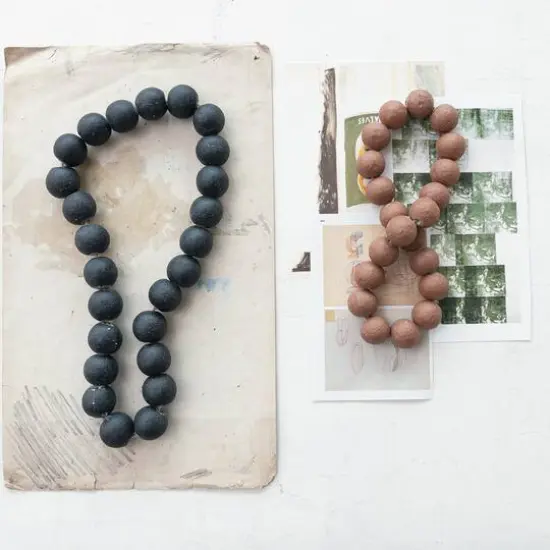 Hello Honey&reg; 11.75" Distressed Brown Cement Bead Garland {3}
