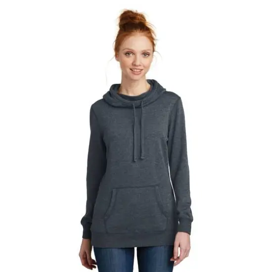 District® Women's Lightweight Fleece Hoodie Heathered Navy {4}