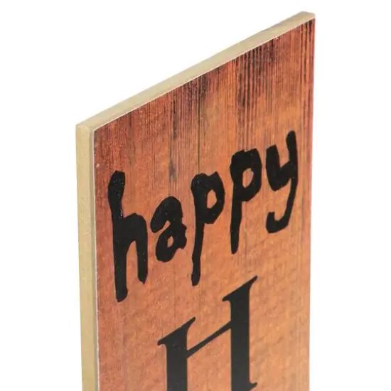 36" Orange Wood Happy Halloween with Spider Wall Sign {5}