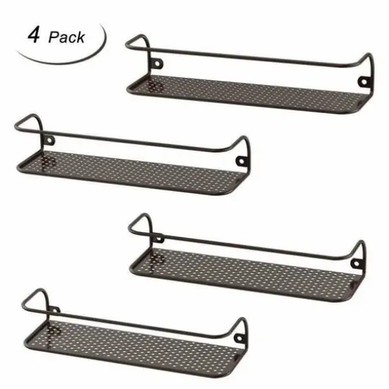 NEX&trade; Brown Wall-Mount Metal Spice Racks with Guard Rail, 4ct. {1}