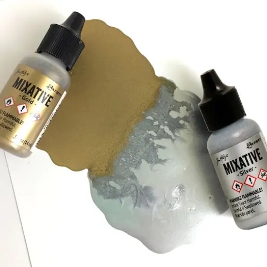 Tim Holtz&reg; Alcohol Ink Metallic Mixative Set, Gold & Silver {3}