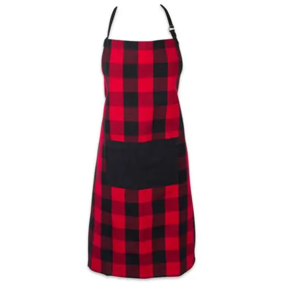 DII&reg; Buffalo Check Chef Apron Red and Black {1}