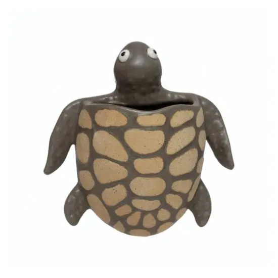 Hello Honey&reg; 10" Green Stoneware Turtle Wall Planter {1}