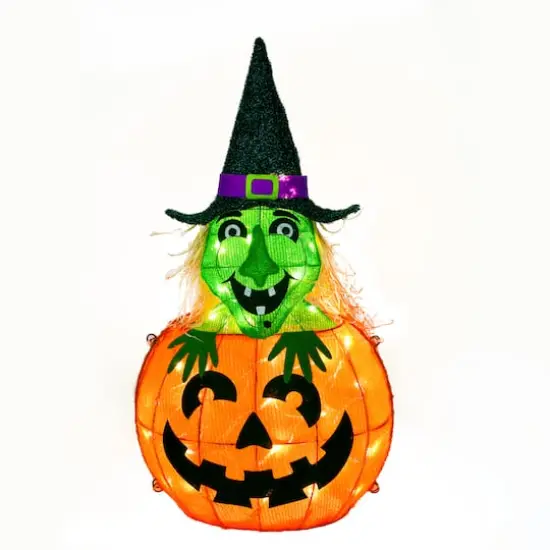 28'' Pre-Lit Pumpkin and Witch Halloween D&eacute;cor {1}