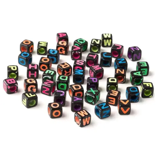 Neon & Black Alphabet Square Beads by Creatology&trade; {1}