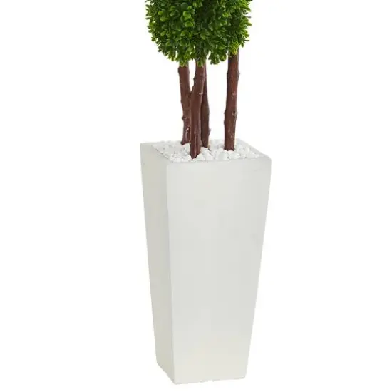 4ft. UV Resistant Boxwood Artificial Topiary Tree in Planter {4}