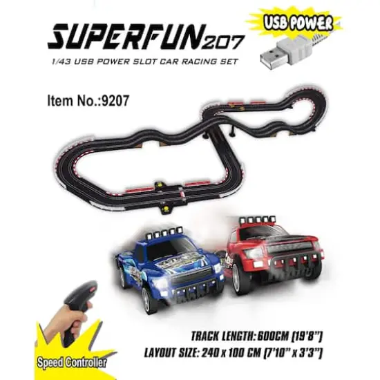 Joysway&reg; SuperFun 207 USB Power Slot Car Racing Set {3}