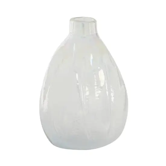 16" White Contemporary Glass Vase {3}