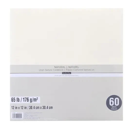 Natural 12" x 12" Linen Texture Cardstock by Recollections&trade;, 60 Sheets {1}