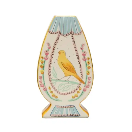 Hello Honey&reg; 10.5" Ceramic Goblet Vase with Painted Bird Design {1}