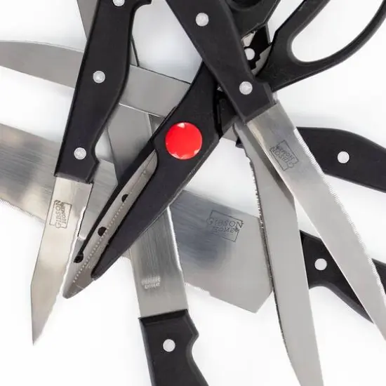 Gibson Home&reg; Westover 13-Piece Black Stainless Steel Cutlery Set with Wood Storage Block {10}