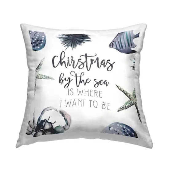 Stupell Industries Coastal Christmas by the Sea Coastal Throw Pillow {1}