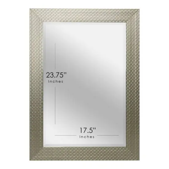 Head West 31.5" Silver Honeycomb Embossed Framed Beveled Wall Mirror {6}