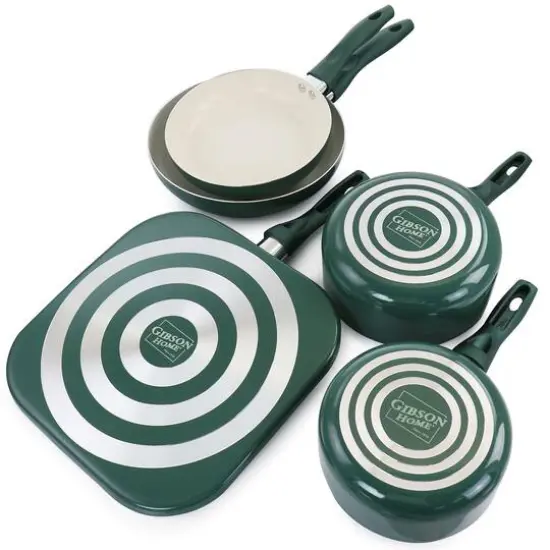 Gibson Home&reg; 11-Piece Green Gazebo Ceramic Nonstick Aluminum Cookware Set {8}
