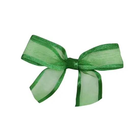JAM Paper 7/8" Sheer Satin Edge Twist Tie Bows, 100ct. Emerald {1}