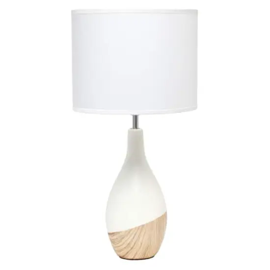Simple Designs Strikers Basic Table Lamp Off White/Light Wood {1}