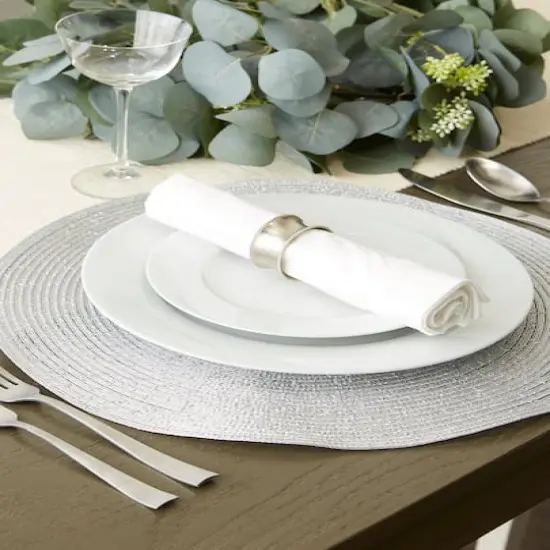 DII&reg; Metallic Silver Round Polypropylene Woven Placemat (Set of 4) {7}