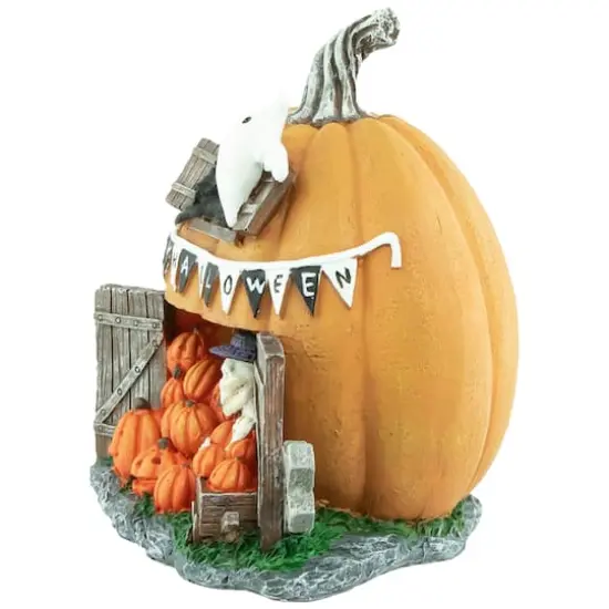 7" LED Lighted Pumpkin Village Halloween Decoration {5}