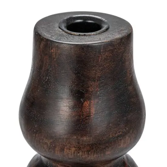 Hello Honey® 14" Decorative Espresso Finish Wood Hand-Carved Taper Candle Holder {6}