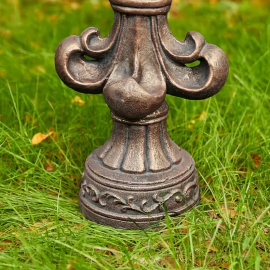 Glitzhome&reg; 21.25" Bronze Standing Fleur De Lis Garden Statue {7}