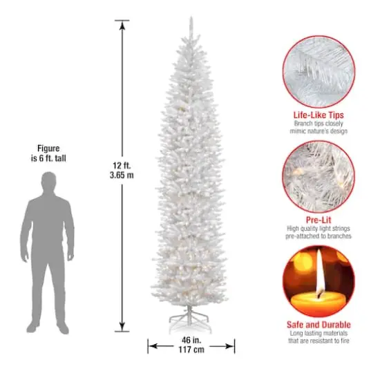12ft. Pre-Lit Kingswood White Fir Artificial Christmas Tree {6}