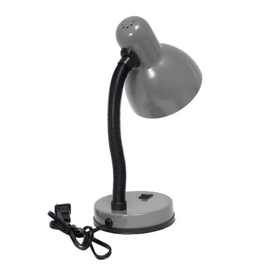 Simple Designs 14.5" Basic Metal Desk Lamp with Flexible Hose Neck Gray {10}