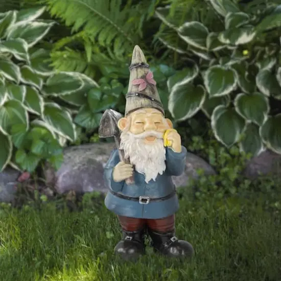 15.25" Gnome with Shovel Outdoor Garden Statue {3}