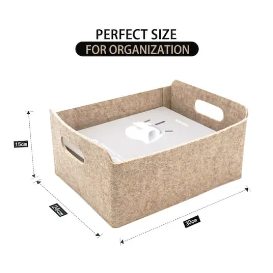 Welaxy Felt 3 Piece Collapsible Storage Bins Oatmeal {4}