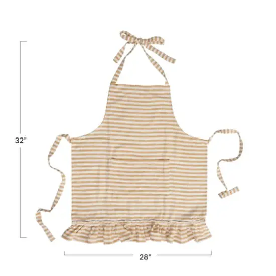 Hello Honey&reg; Yellow Striped Woven Cotton Apron with Ruffle {1}