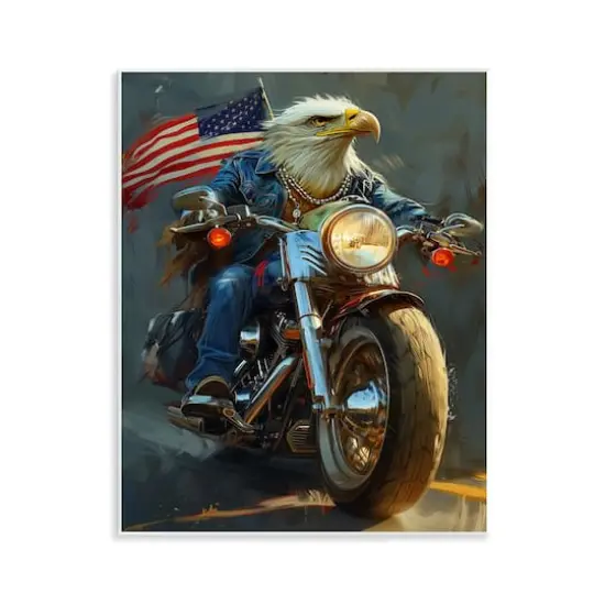 Stupell Industries Patriotic Eagle Motorcycle Wall Plaque Art {1}