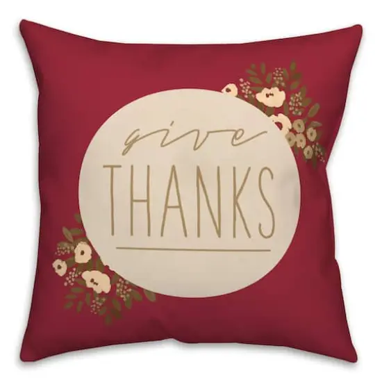 Give Thanks Floral Throw Pillow {1}