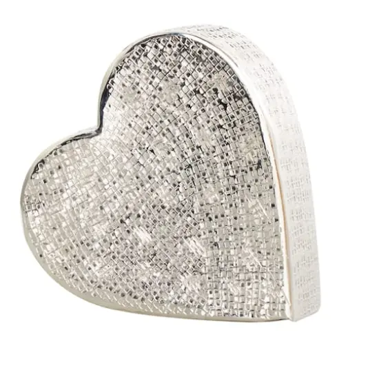 9" Silver Aluminum Heart Slanted Sculpture {1}