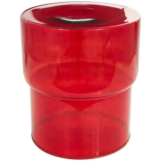 19" Glass Modern Accent Table Red {7}