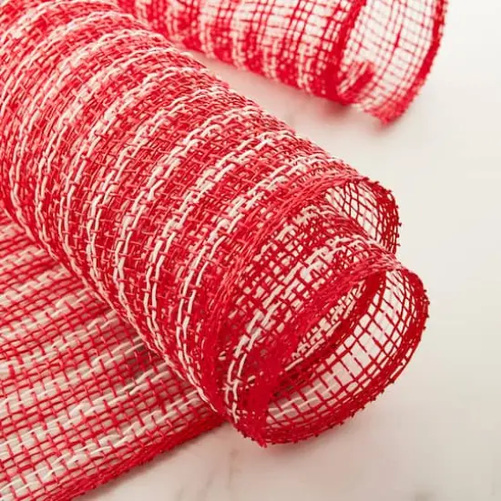 10" x 19ft. White & Red Window Poly Burlap Mesh by Celebrate It&trade; {3}