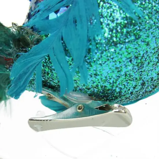 10" Turquoise Blue & Green Peacock Clip-On Ornament {4}
