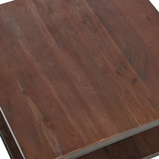 Hello Honey&reg; 24" Saratoga Rustic Wood & Metal End Table Dark Chestnut {3}