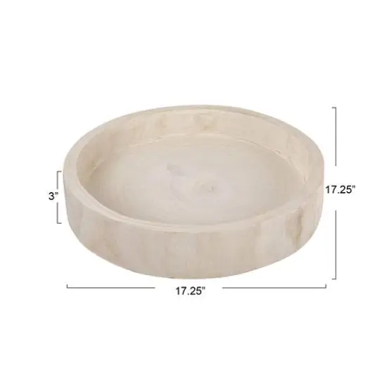 Hello Honey&reg; 17" Whitewashed Round Hand-Carved Decorative Paulownia Wood Tray {7}