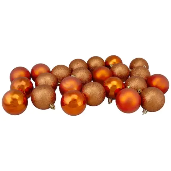 24ct. 2.5" Orange 4-Finish Shatterproof Christmas Ball Ornaments {1}