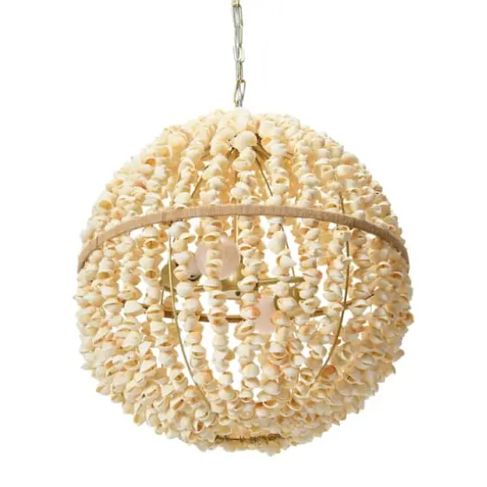Hello Honey&reg; 19" Round Ball Metal and Shell Ceiling Light {7}