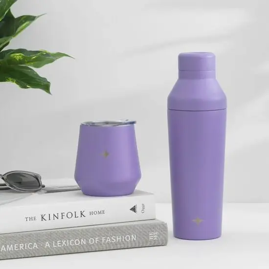 JoyJolt&reg; 20oz. Vacuum Insulated Cocktail Protein Shaker Purple {4}