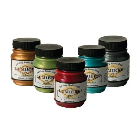 Jacquard Lumiere Metallic Acrylic Paint, 2.25oz. Pearlescent Emerald Green {2}