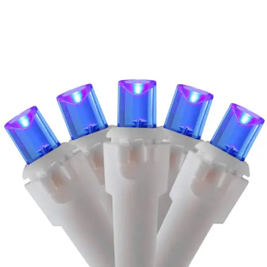 50ct. LED Wide Angle Christmas String Lights with White Wire Blue {1}