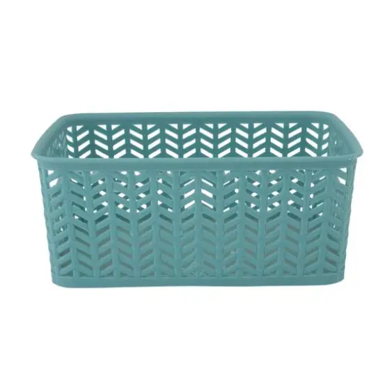 Simplify Small&nbsp;Herringbone Storage Basket, 3ct. Dusty Blue {7}