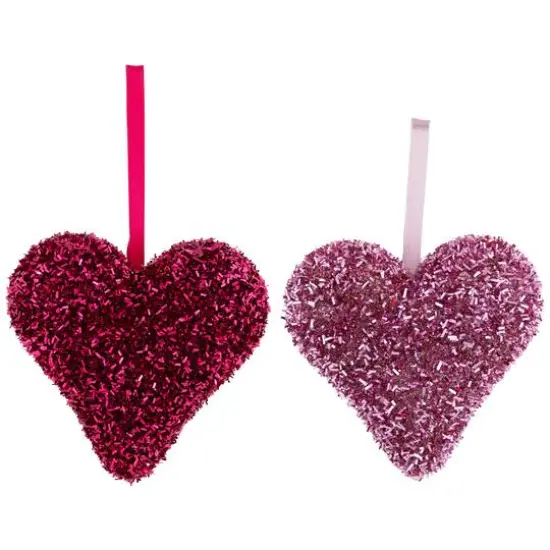 4" Tinsel Shimmering Heart-Shaped Valentine's Day Hanging D&eacute;cor, 12ct. {5}