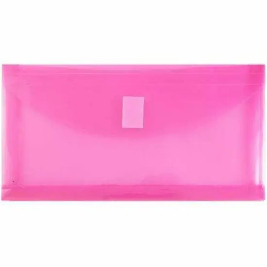 JAM Paper 5.25" x 10" Plastic #10 Hook & Loop Envelopes with 1" Expansion, 24ct. Fuchsia Pink {2}