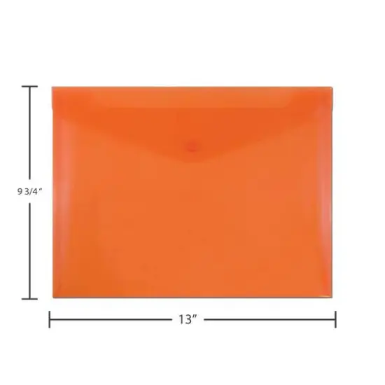 JAM Paper 9.75" x 13" Plastic Snap Closure Envelopes, 12ct. Orange {6}