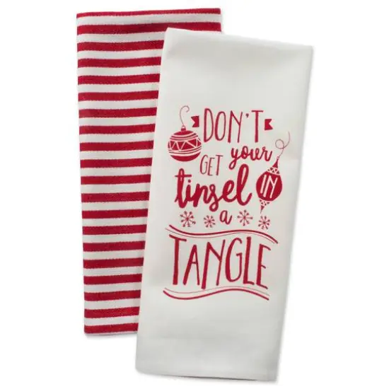 DII&reg; Assorted Tinsel In A Tangle Holiday Printed Dishtowel Set {6}